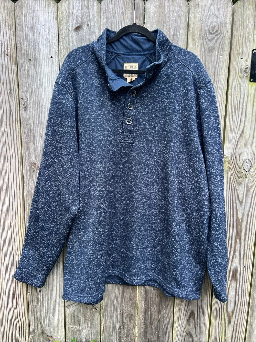RED HEAD BRAND Blue 1/4 Button Pullover Heathered Knit Mens 4XL